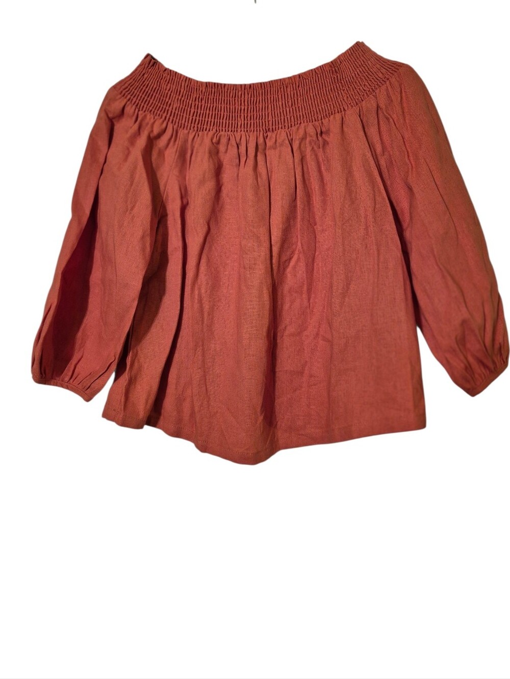 Revolve Krisa LINEN / Rayon NWT Off The Shoulder Top in Rust XS